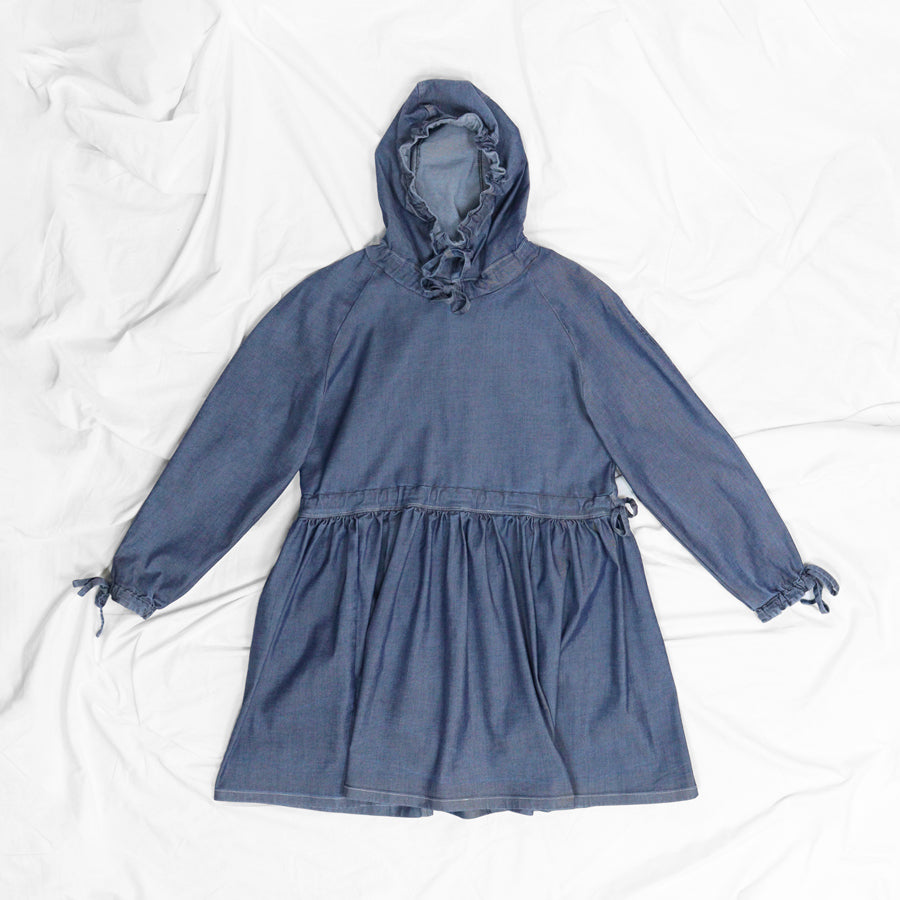 DENIM HOODIE - grey blue