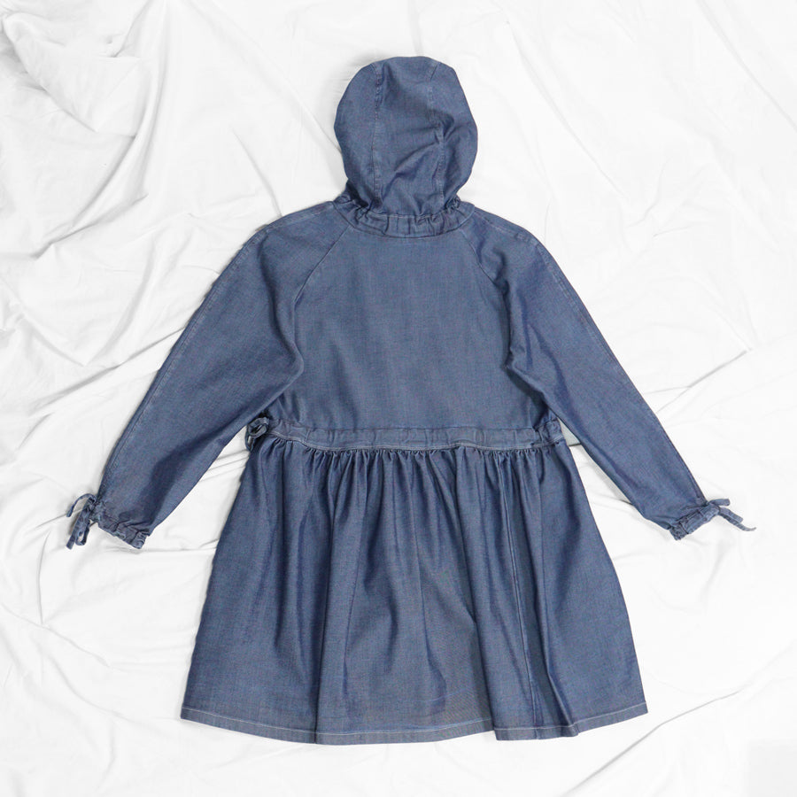 DENIM HOODIE - grey blue
