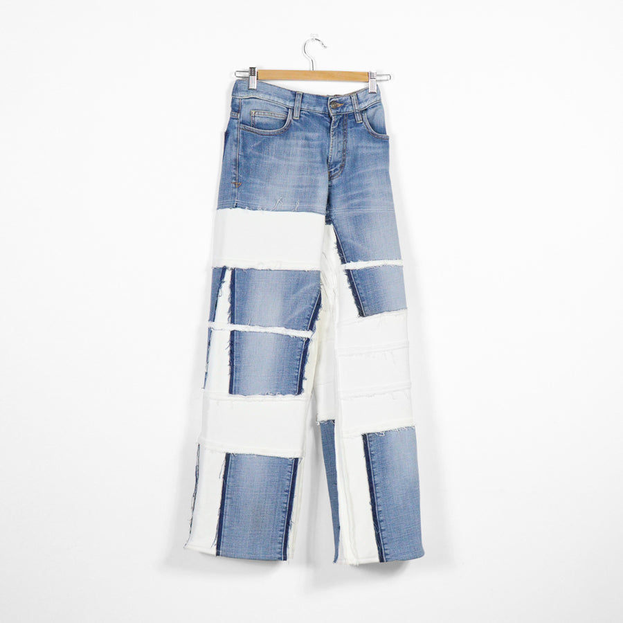 UPCYCLED JEANS - celeste & bianco