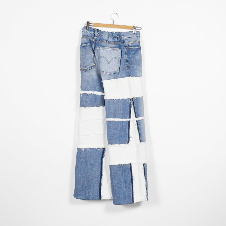 UPCYCLED JEANS - celeste & bianco