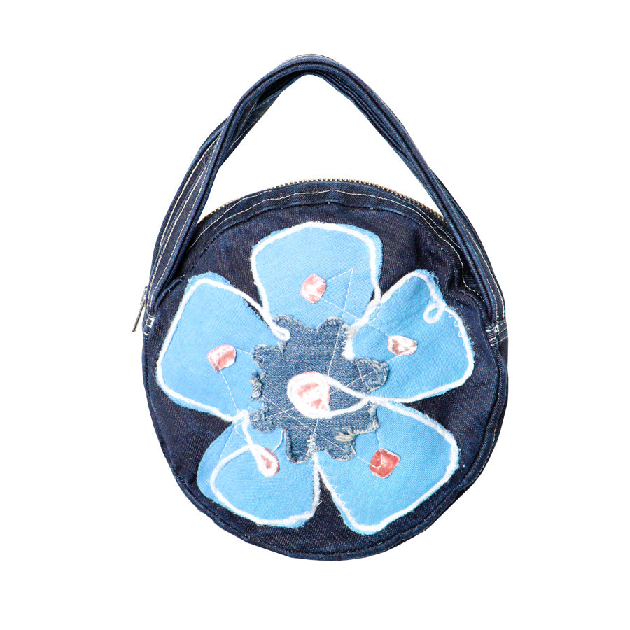 39 | BORSA CANTEEN CON FIORE  - denim blu scuro