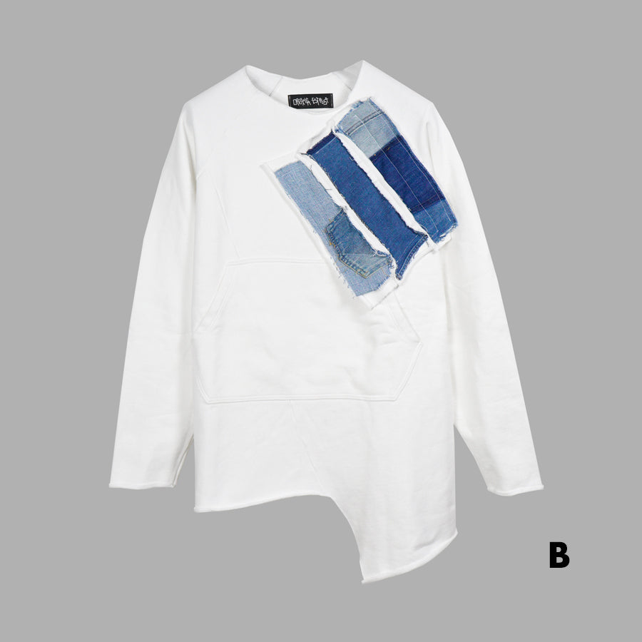 02 | SWEATSHIRT WITH PATCHWORK - white