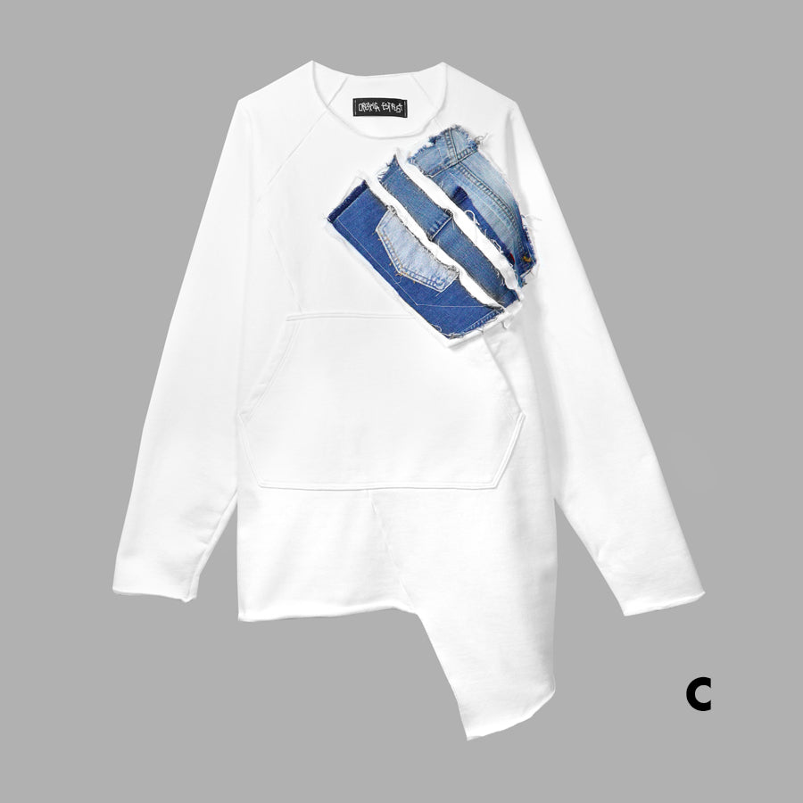 02 | SWEATSHIRT WITH PATCHWORK - white