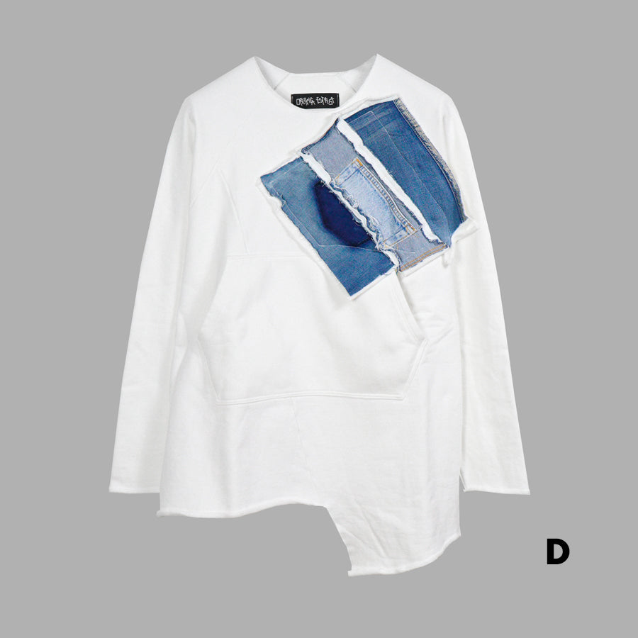 02 | SWEATSHIRT WITH PATCHWORK - white