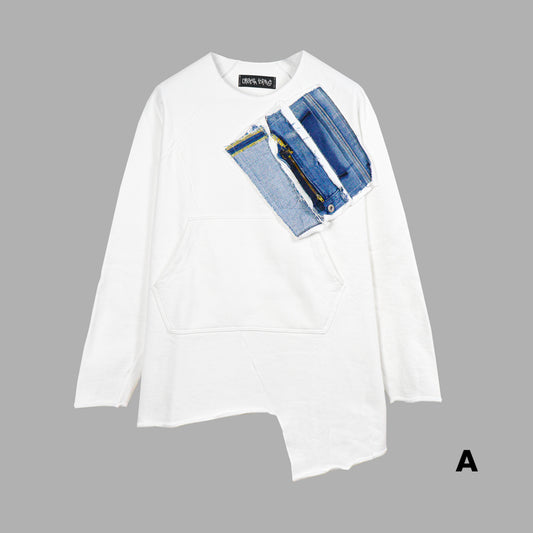 02 | SWEATSHIRT WITH PATCHWORK - white