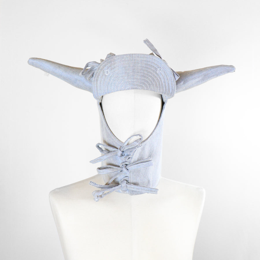 PASSAMONTAGNA CON CORNA - denim celeste chiaro
