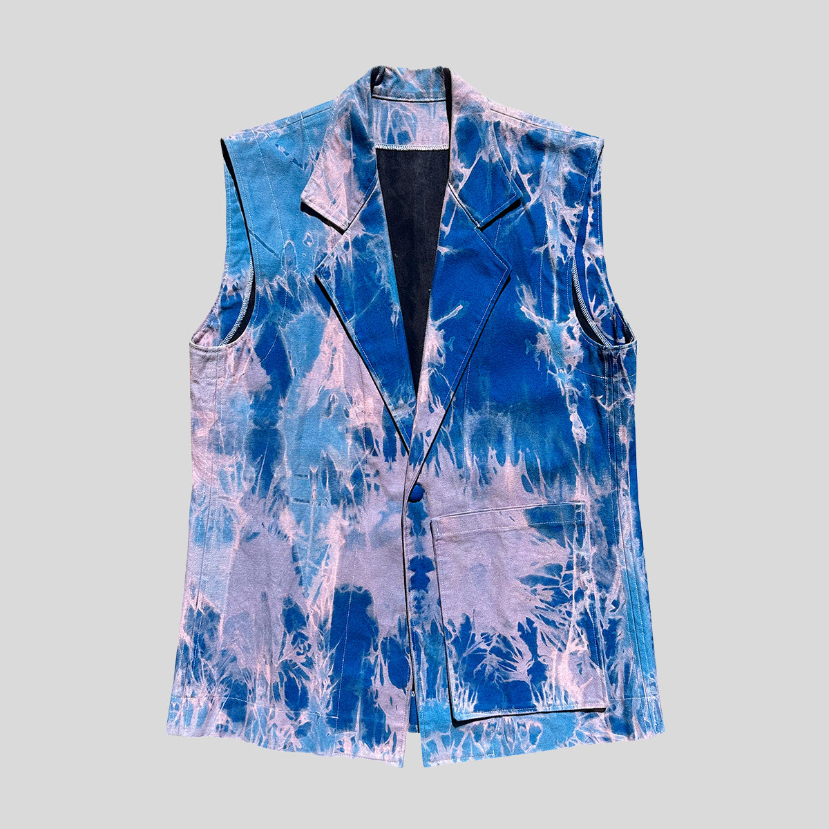 05 | BLEACHED SLEEVELESS JACKET- blue