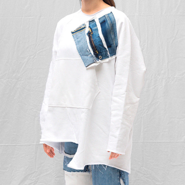 02 | SWEATSHIRT WITH PATCHWORK - white