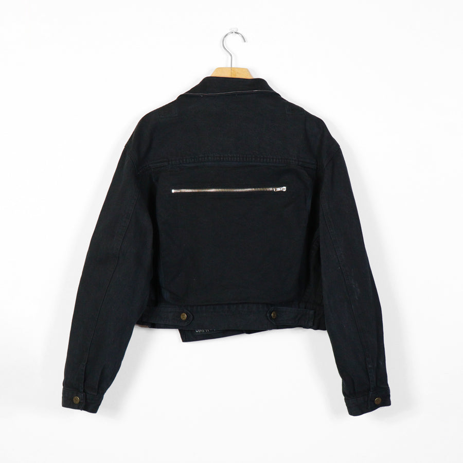 UPCYCLED DRILL TRUCKER JACKET - black