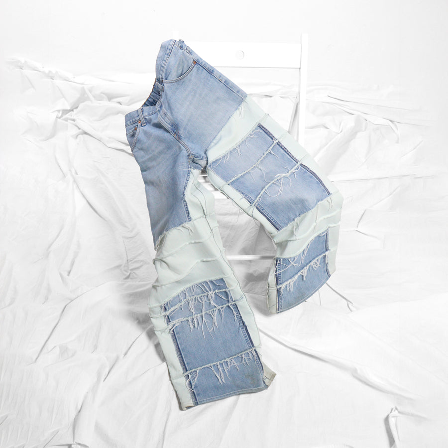 1 of 1 | UPCYCLED JEANS - blue & light blue