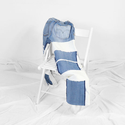UPCYCLED JEANS - celeste & bianco